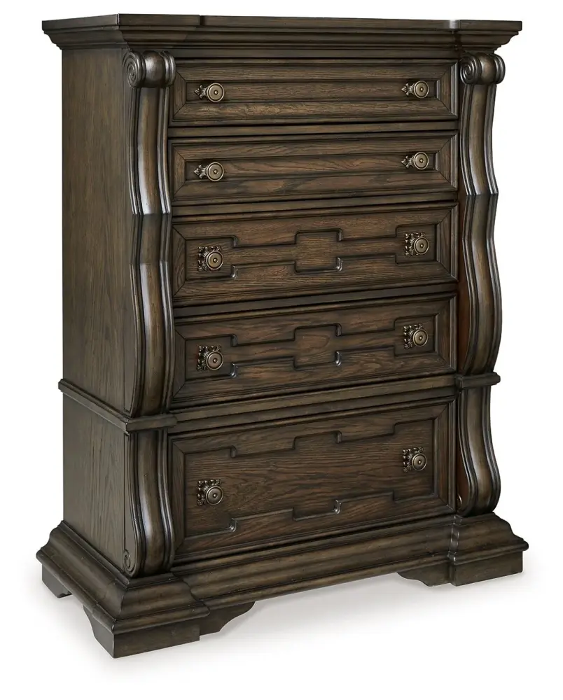 Maylee - Five Drawer Chest - Ebony Brown Scandinavian Design