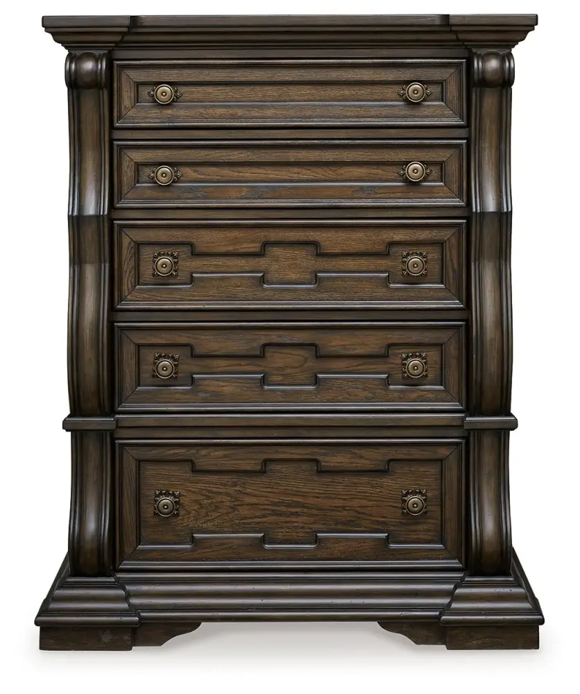 Maylee - Five Drawer Chest - Ebony Brown Scandinavian Design