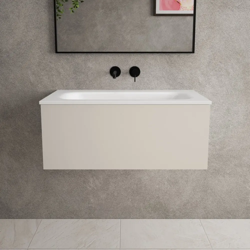Raffinata One Drawer Vanity Unit Beyondstone Basin - Matt Goat hair wool 800mm