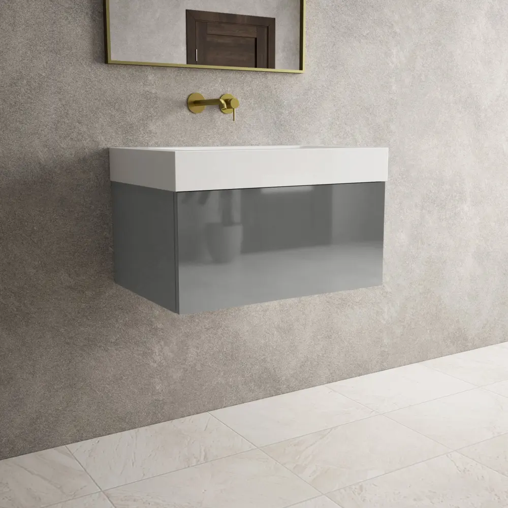 Raffinata One Drawer Vanity Unit Beyondstone BLOC Basin - Gloss Dust 700mm