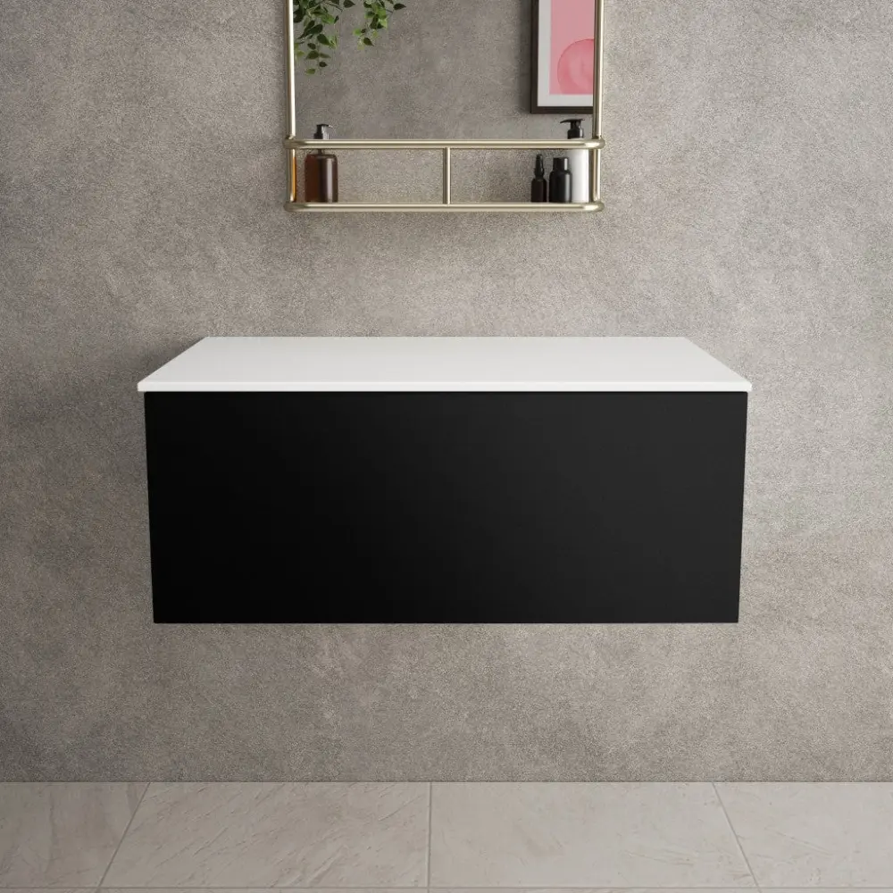 Raffinata Sole Drawer Countertop Vanity Unit - Matt Black 800mm