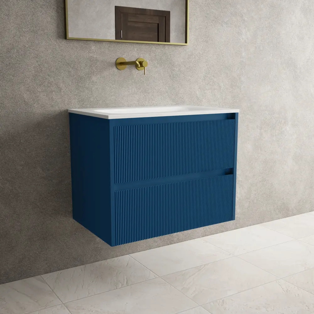 Scanalato Double Drawer Vanity Unit Beyondstone Basin - Ocean Cobalt 700mm