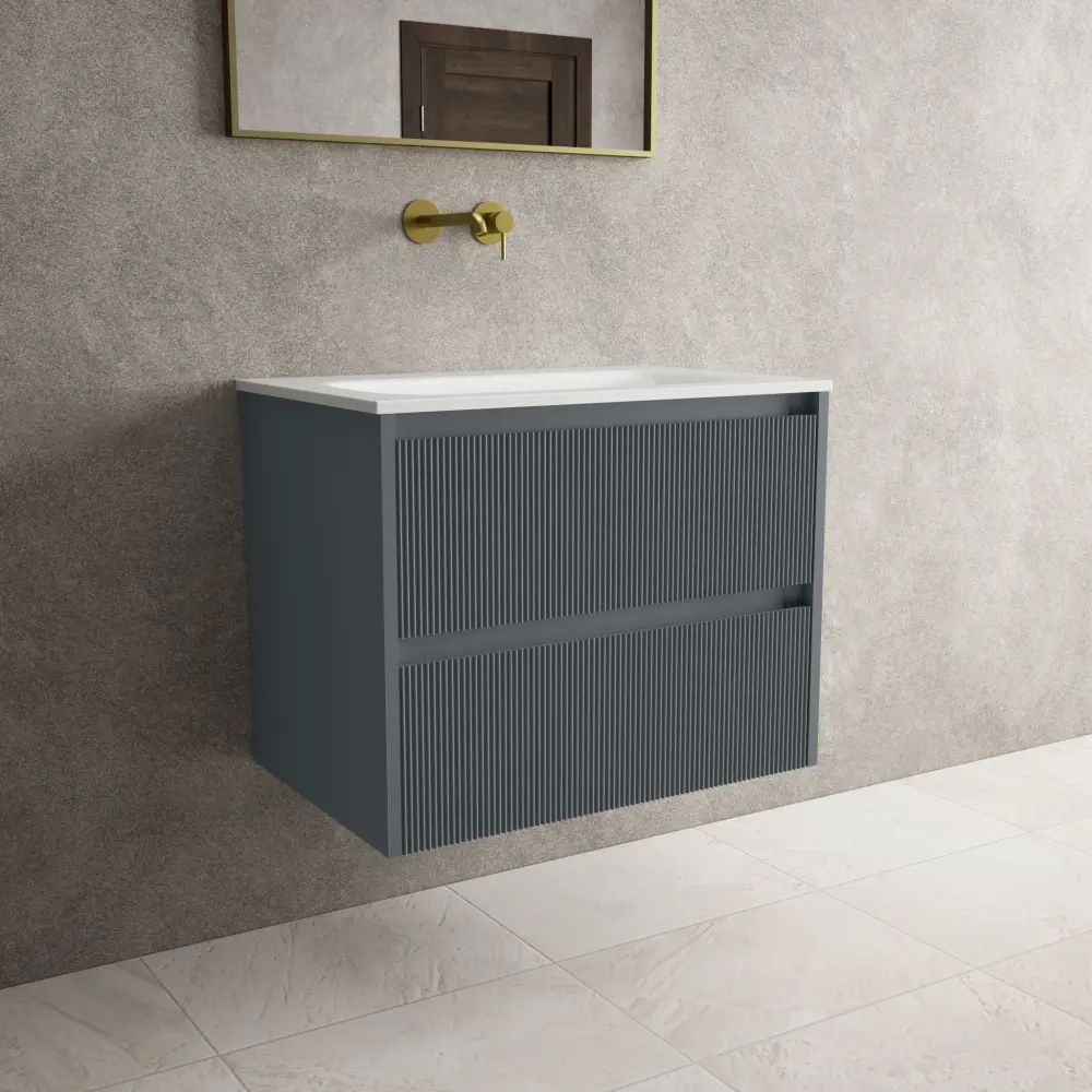 Scanalato Dual Drawer Vanity Unit Beyondstone Basin - Slate Grey 700mm