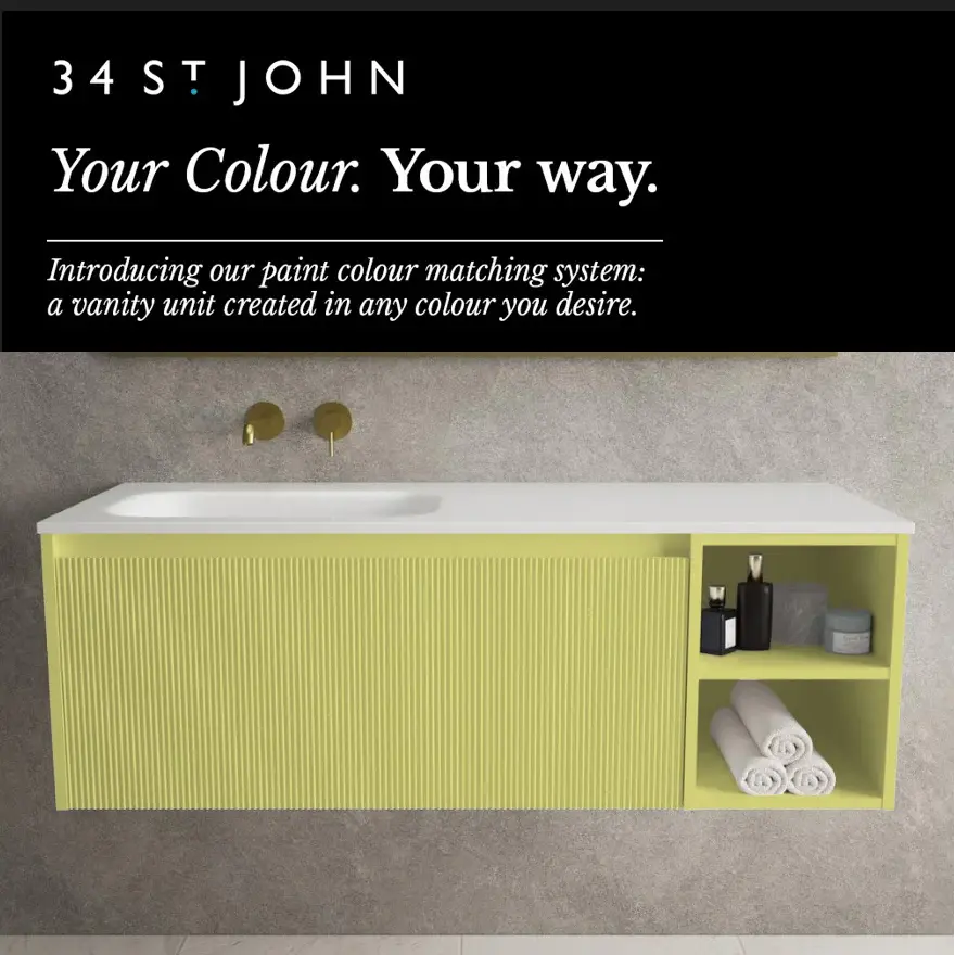 Scanalato Individual Drawer Vanity Unit Open Storage Space And Left Hand Beyondstone Basin - Choose Your Own Colour 1200mm