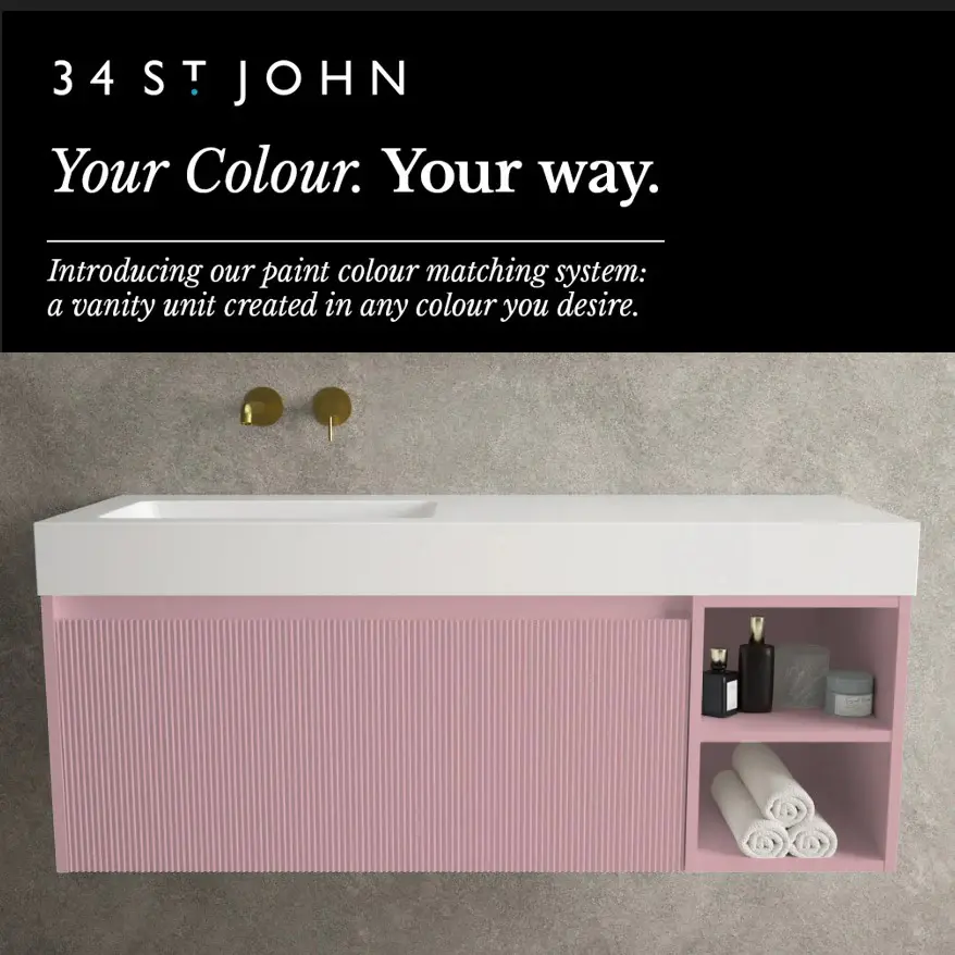 Scanalato Single Drawer Vanity Unit Open Storage Space And Beyondstone BLOC Basin - Select Your Own Colour 1200mm