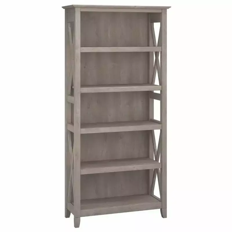 3 Piece Storage Office Set Bookshelf and 3 File Cabinet Washed Gray Home Square