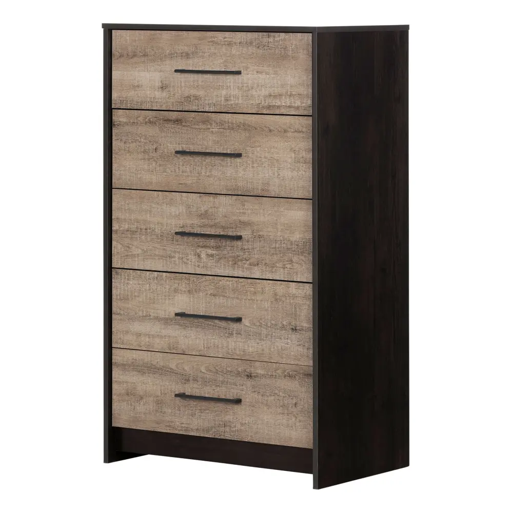5-Drawer Chest - Londen Rubbed Onyx and Weathered Oak