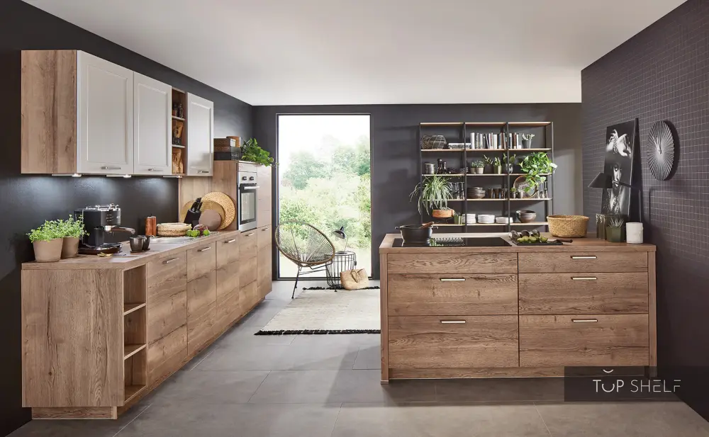 nobilia kitchen unit kitchen island Structura 402 Oak Havana 330 + 250 cm configurable cooktop