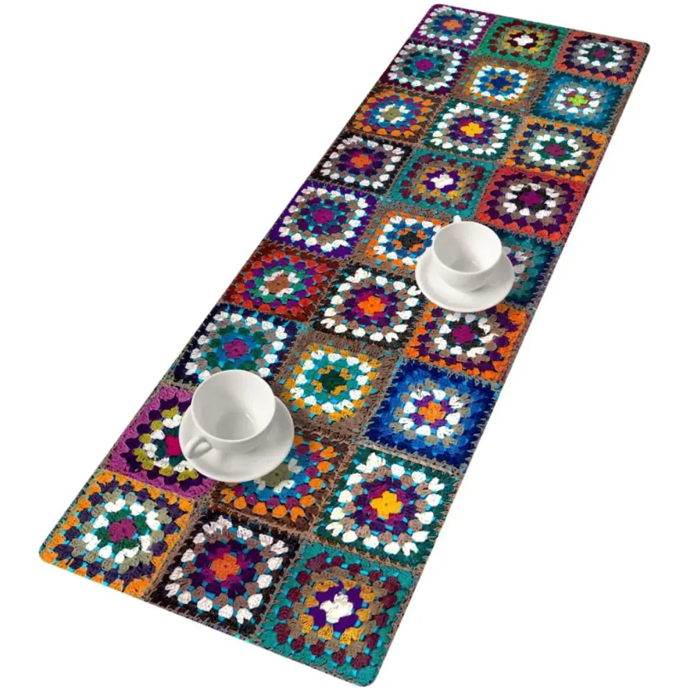 Bertoni Table Runner Decorative Felt 115x40cm Tablecloth Anti Scratch Robust Patchwork Design Pattern