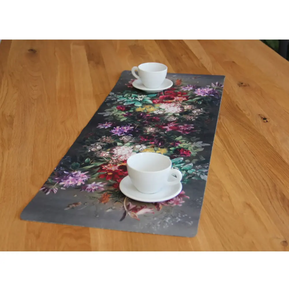 Organic Cotton Bertoni Decorative Felt Table Runner 95x33cm Anti Scratch Tablecloth Decorated Bouquet Pattern Design