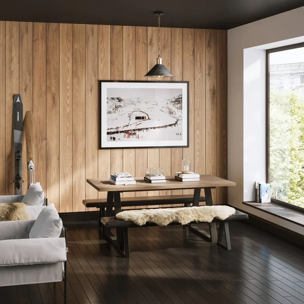 Delphi Rectangular Dining Table - Natural & Jet-black
