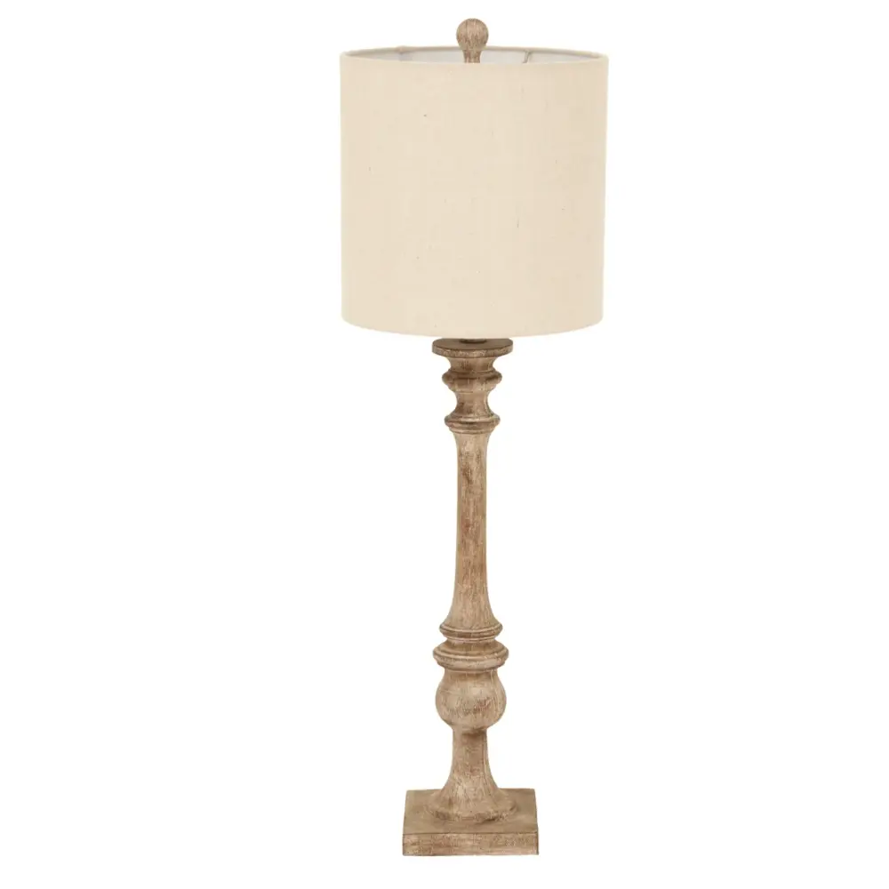 Pallido Candlestick Table Lamp Flax Shade