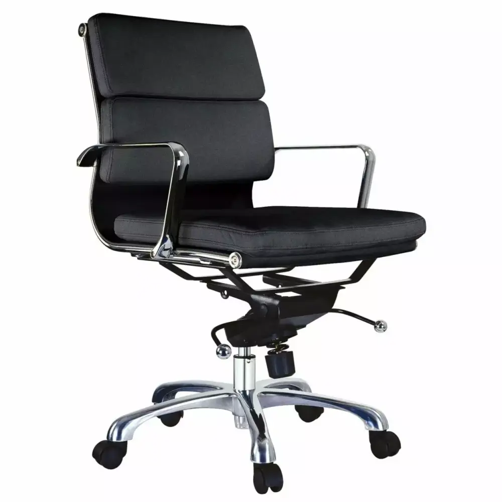 BenJara Elle 20 Inch Low Back Swivel Office Chair Cushioned Rolling Wheels Brown