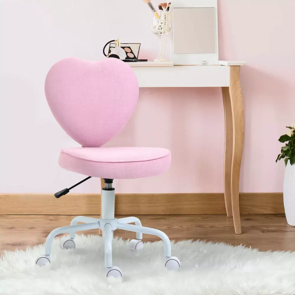 HomCom 13.75 Adjustable Height Swivel Task Chair 265 lb Capacity Pink
