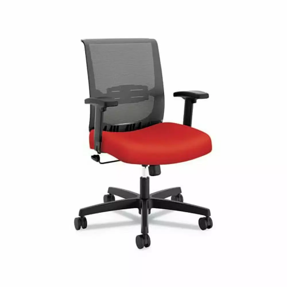 Convergence Mid-Back Task Chair Swivel-Tilt Control Red Seat Black Back 275 lbs Capacity HON