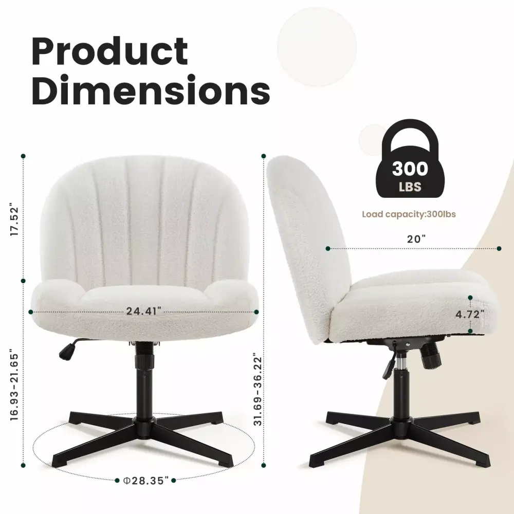 Armless Office Desk Chair No Wheels Ergonomic Criss Cross Legged Computer Chair IWMH