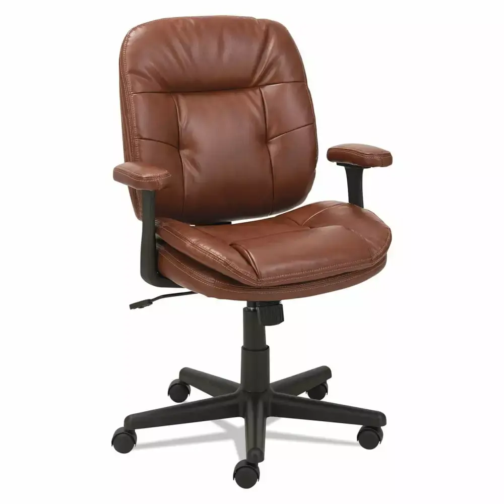 OIF OIFST4859 Bonded Leather Task Chair Swivel and Tilt Chestnut Brown and Black