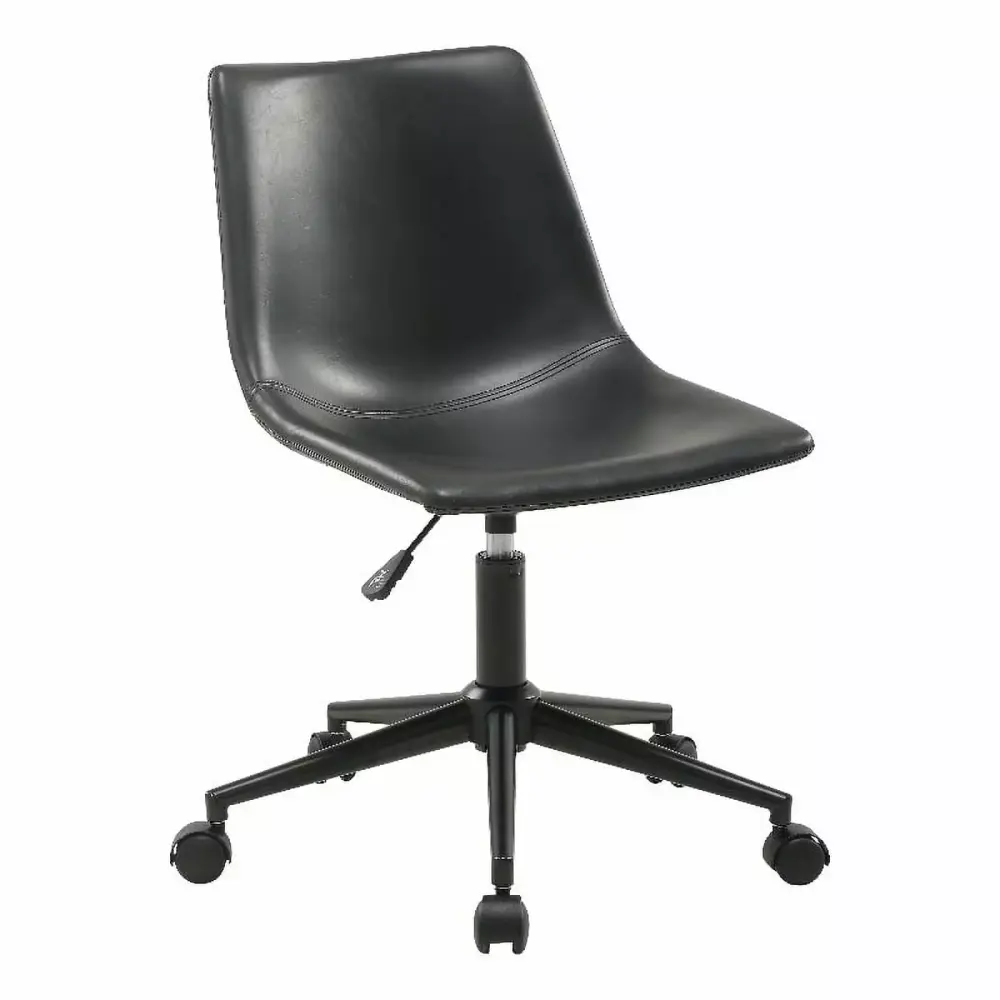 Plata Import Leary Task Chair Black Faux Leather Adjustable Office Chair