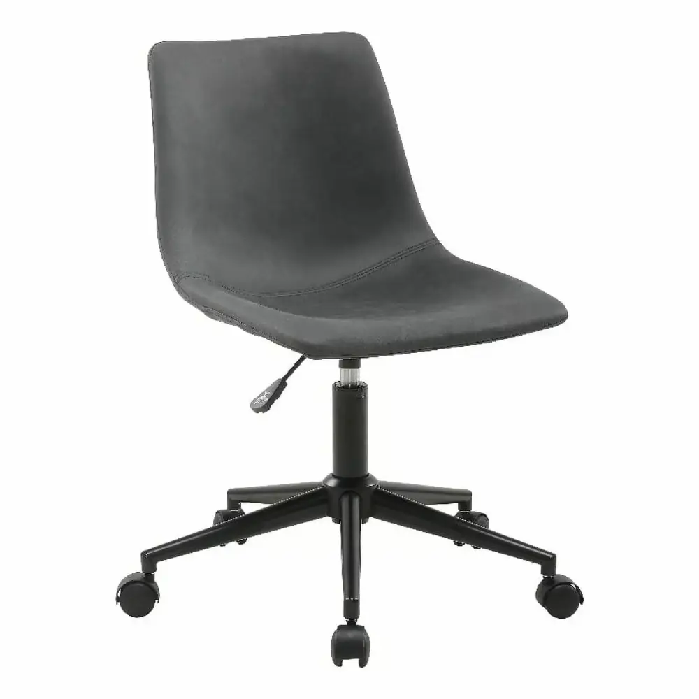 Plata Import Leary Task Chair Gray Faux Leather Ergonomic Office Chair