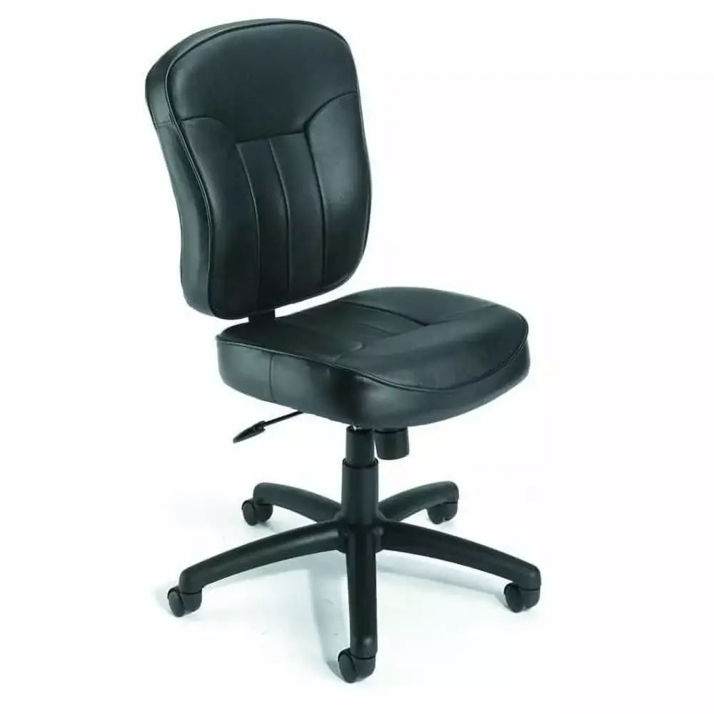 Leather Task Chair Loop Arms Black Procomfort