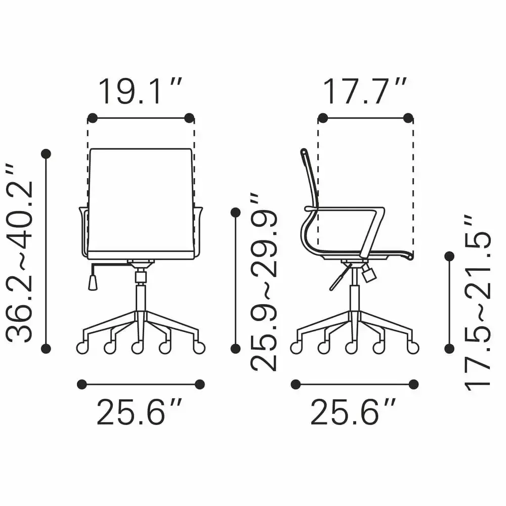 Stacy Office Chair Ergonomic Swivel Task Chair Lumbar Support Zuo Modern