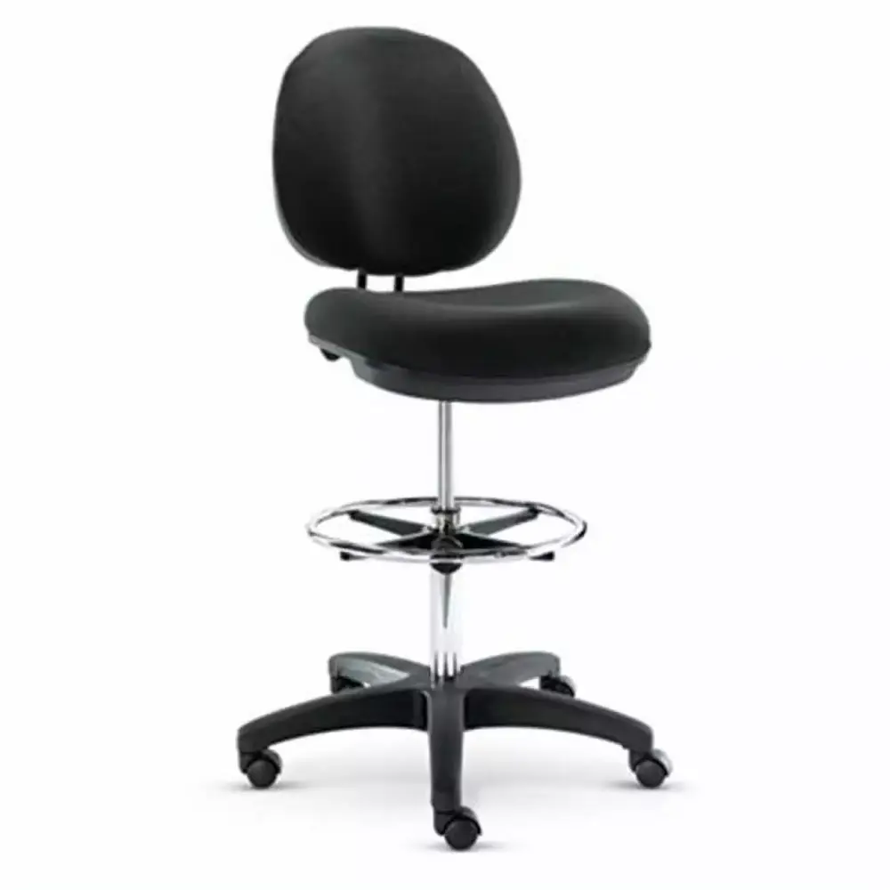 Interval Series Swivel Task Stool PVC-Free Faux Leather Black Fine-Line