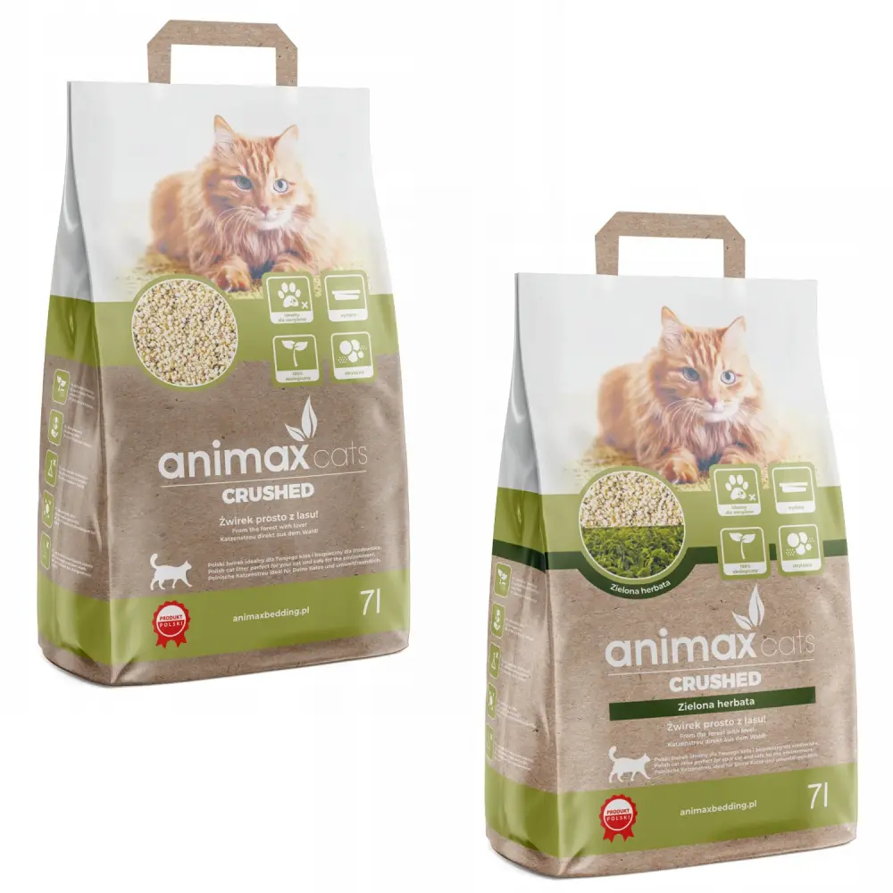 Clumping litter, vintage, crushed, 7 liters + clumping litter, green tea, crushed, 7 liters, Animax | BPA-Free & Dishwashe...