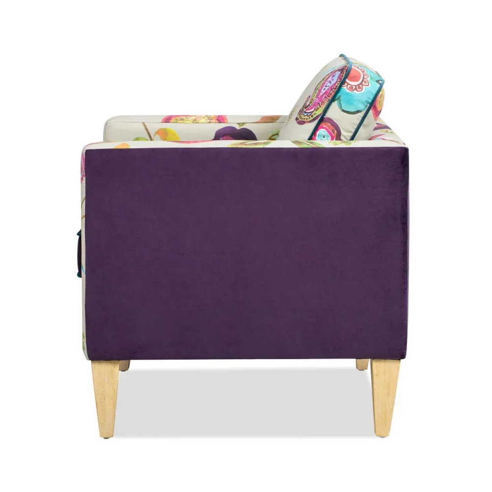 Mamba - Patchwork Accent Chair - Teal Blue Lavender / Multicolored Floral
