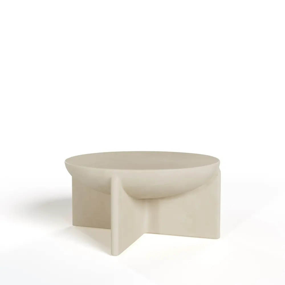 Modrest Elsa - Modern Ecru Concrete Round Coffee Table