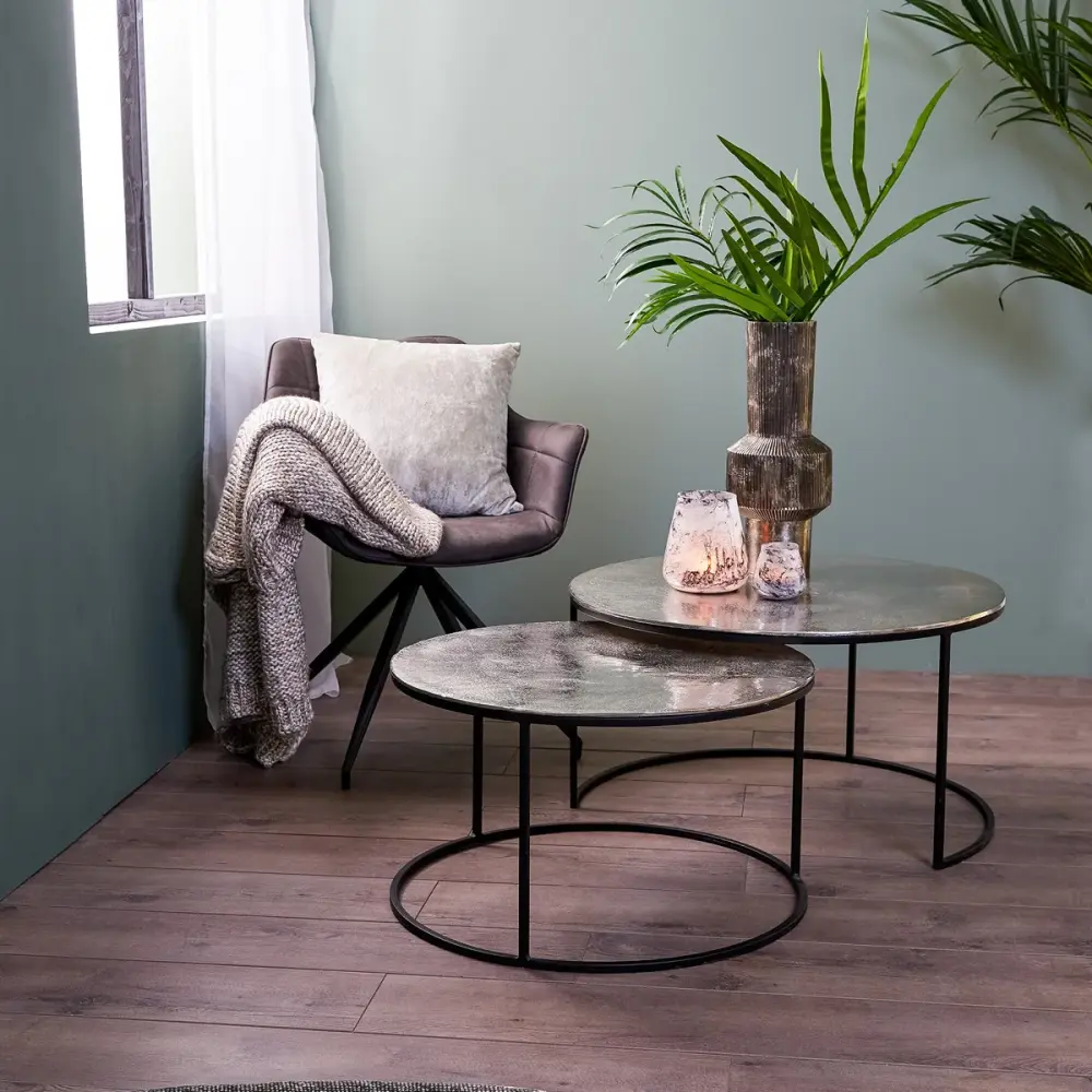 Thizas Adjust 2 Round Coffee Tables - Black