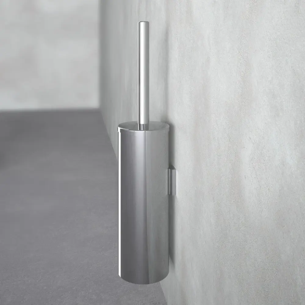 Wall-Mounted Toilet Brush - Shiny metal