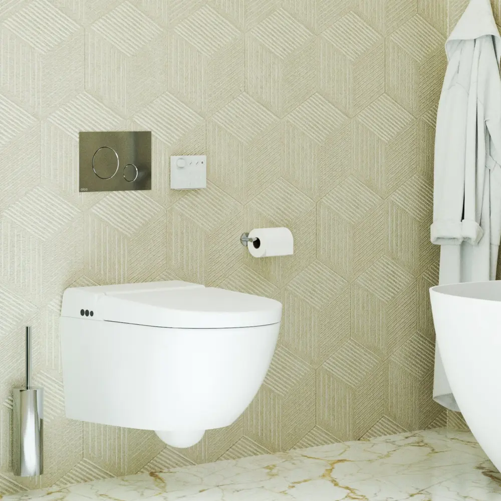 Wall-Mounted Toilet Brush - Shiny metal