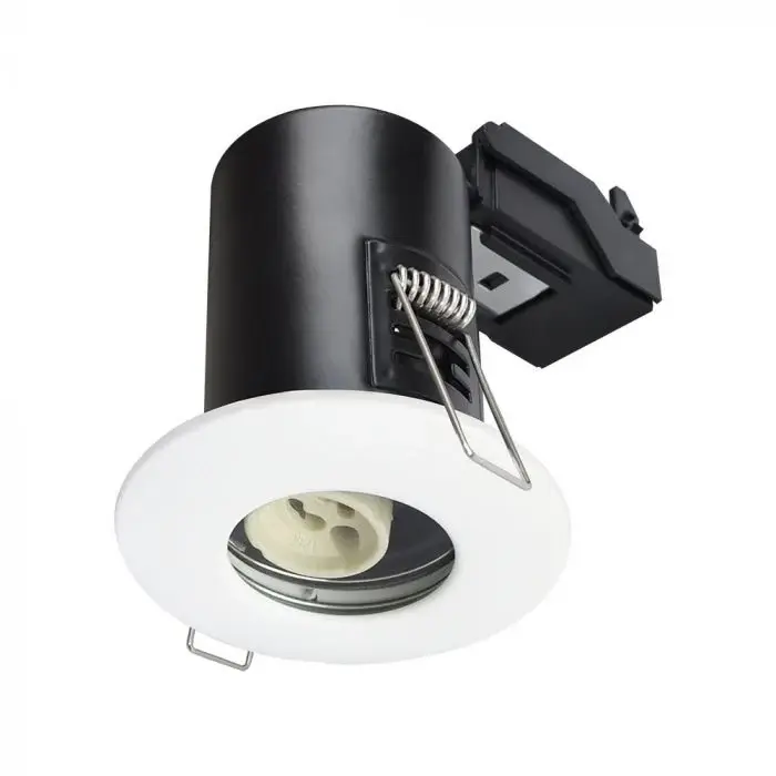 V-TAC LED Bathroom & Shower Fire Rated Downlight White Finish Fixed Bezel 5w V-TAC LED GU10 TOASTY WHITE 3000K