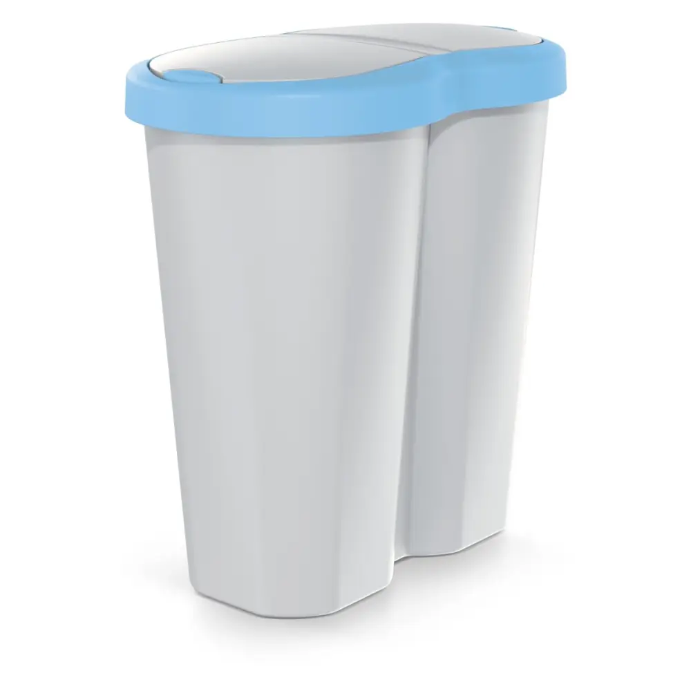 Compacta R Duo trash garbage can, blue/ash, 40L capacity, one compartment, two lids, NDRF40-2717C_427C