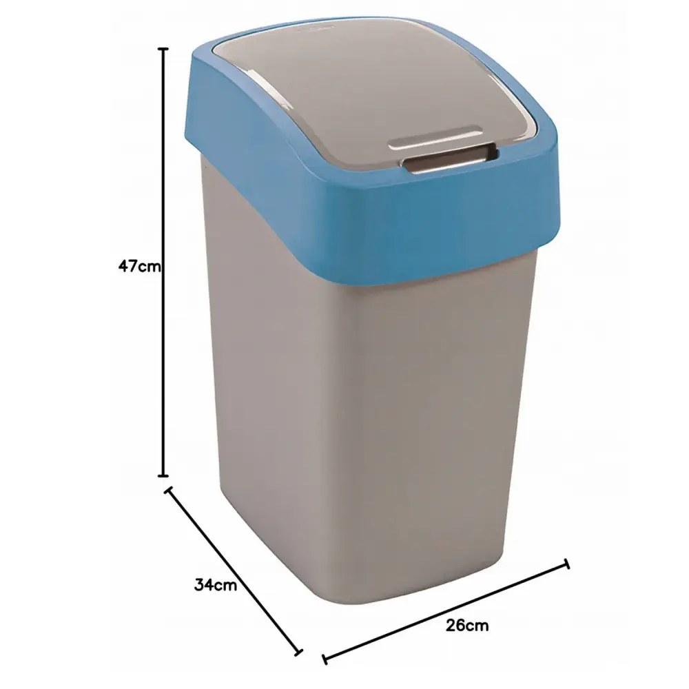 Cuver Flip Bin Rubbish Bin, Waste Garbage Can, Segregation, Lid, Grey, Indigo Frame, 25L