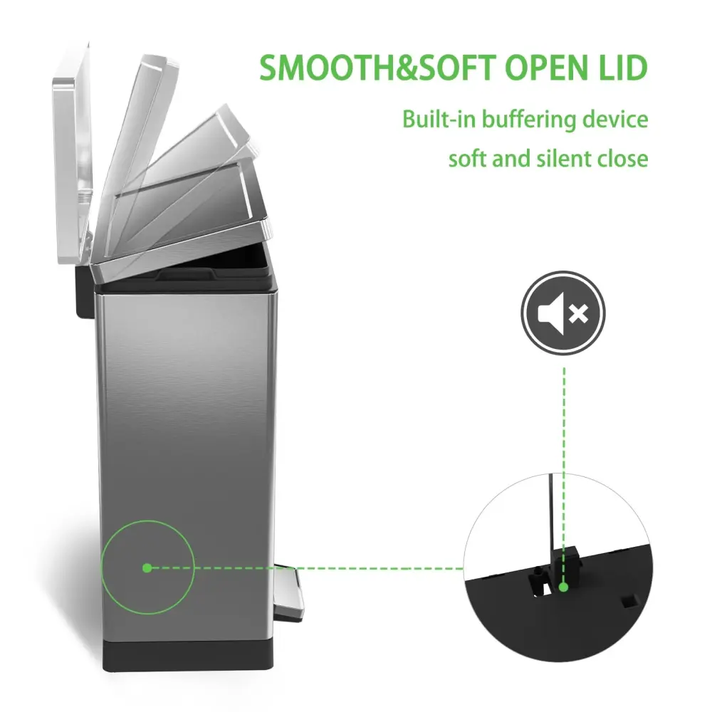 Dual Compartment Simplykleen-40 Liter / 10.5 Gallon Kitchen Trash Can Lid, Generous Step Garbage Can, Soft-Close Trash Bin...