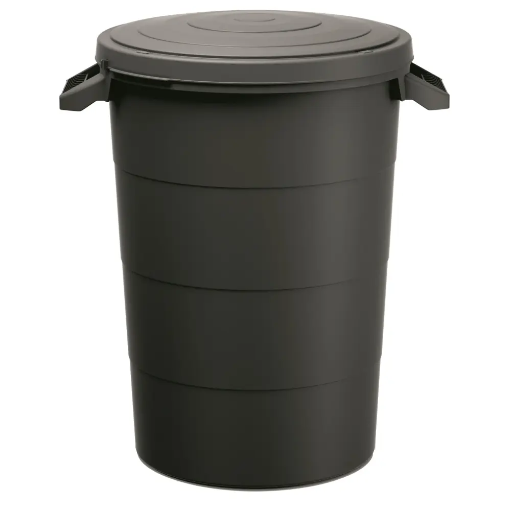 Keden SMOOTH Litter Waste Bin Bucket 80L Outdoor Lid Manages Black Recycling Compost Garbage Can