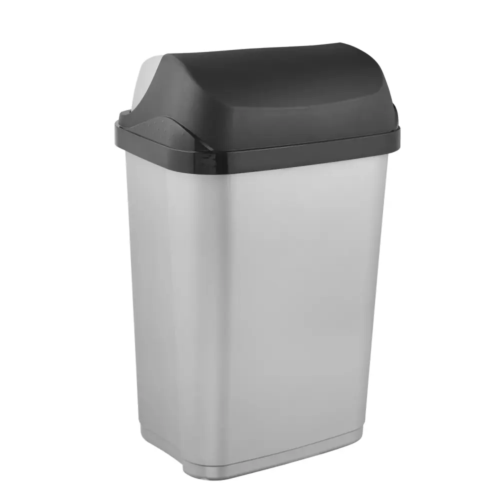 Keeeper Rasmus Waste Bin Trash Can 25L Spin Lid Recycling Sorting Modern silver
