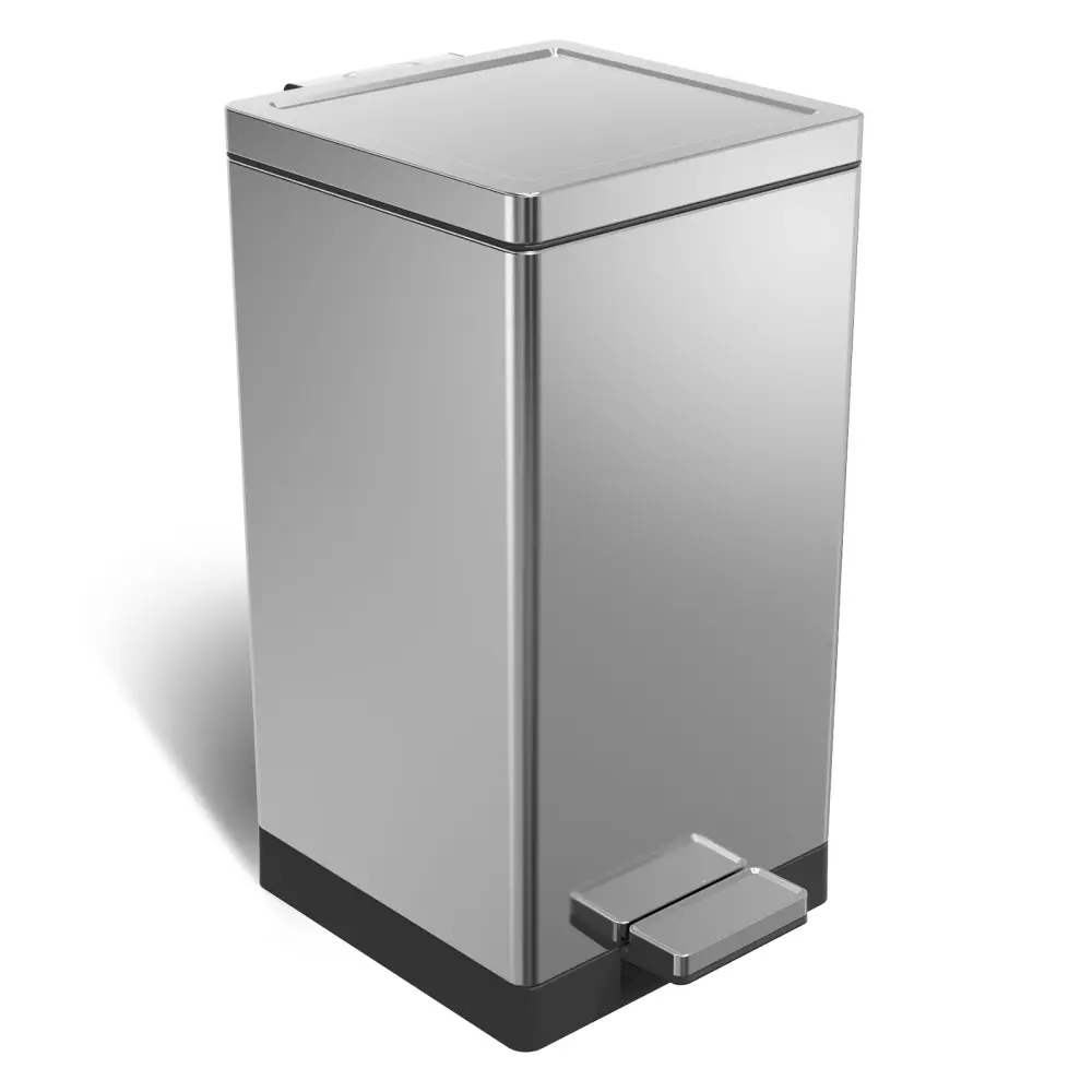 Kleen-Fit 7.9-Gallon 30 Liter Square Trash Can Stain-free Steel Foot Pedal, Heavy-Duty Garbage Can Kitchen Home Office Liv...