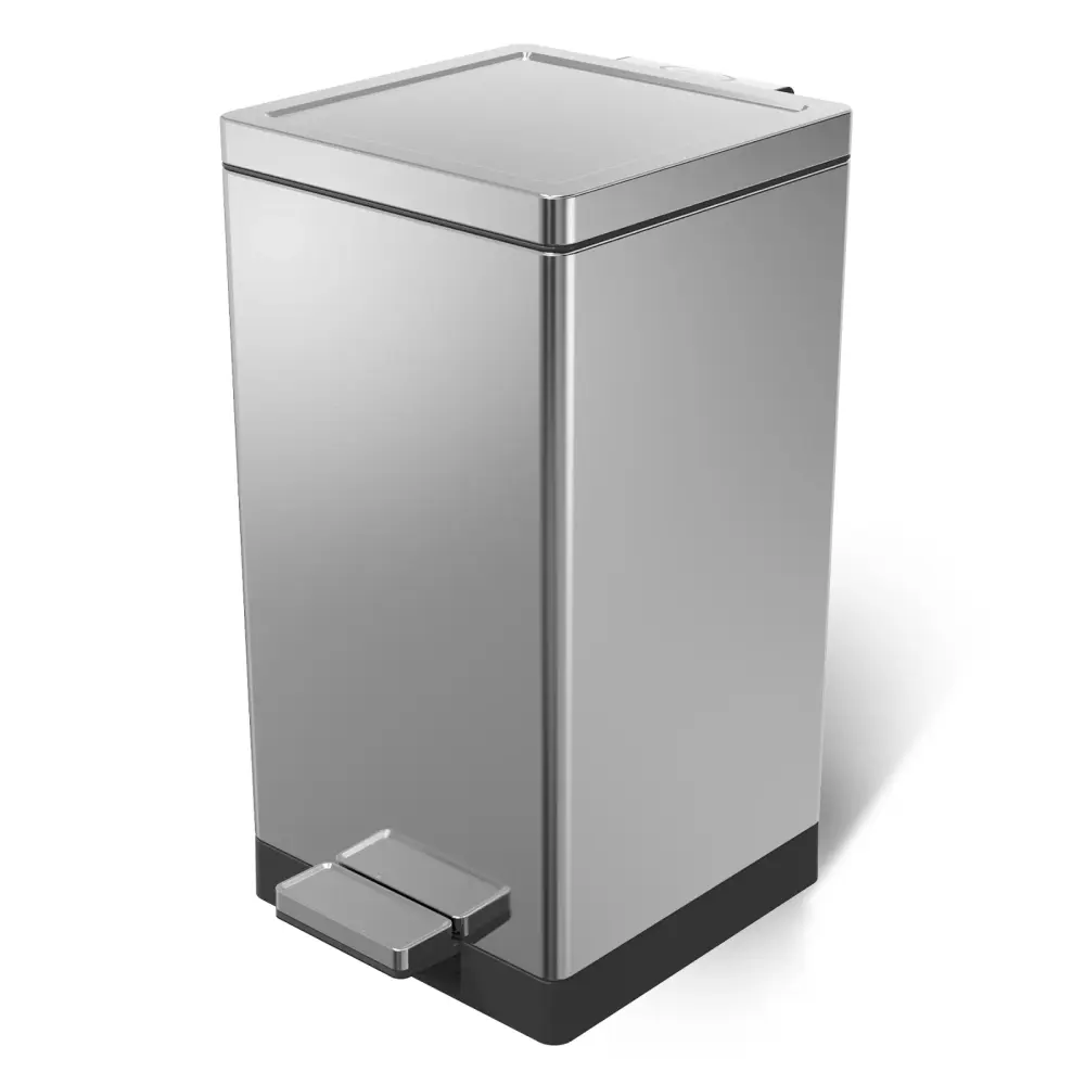 Kleen-Fit 7.9-Gallon 30 Liter Square Trash Can Stain-free Steel Foot Pedal, Heavy-Duty Garbage Can Kitchen Home Office Liv...