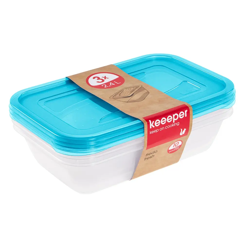 Keeeper Fredo Fresh Food Container Set Fridge Freezer Dishwasher Safe 3 x 2.4l Tiered