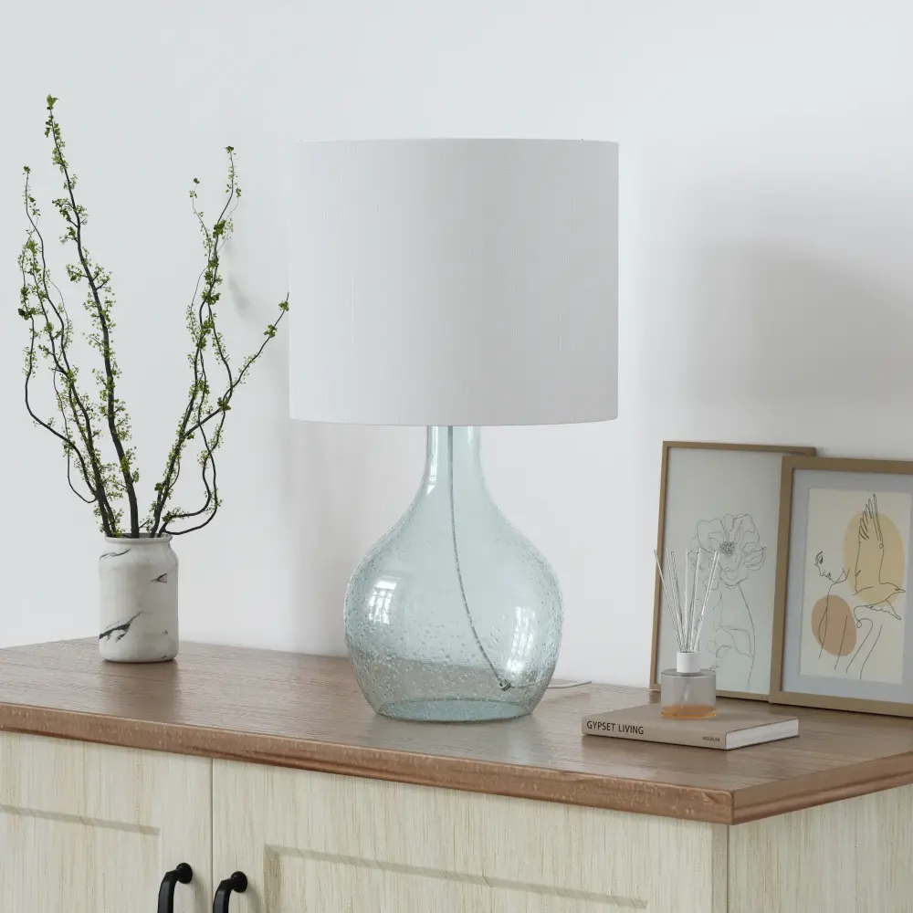 22.38" Glass Sleek Table Lamp Living Room/Bedroom #T245