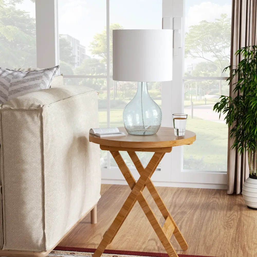 22.38" Glass Sleek Table Lamp Living Room/Bedroom #T245