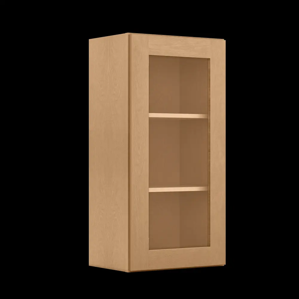 Frosted Glass Door Wall Kitchen Cabinet WMD1836 Shaker Toffee 18 . width 36 . height 12 . depth