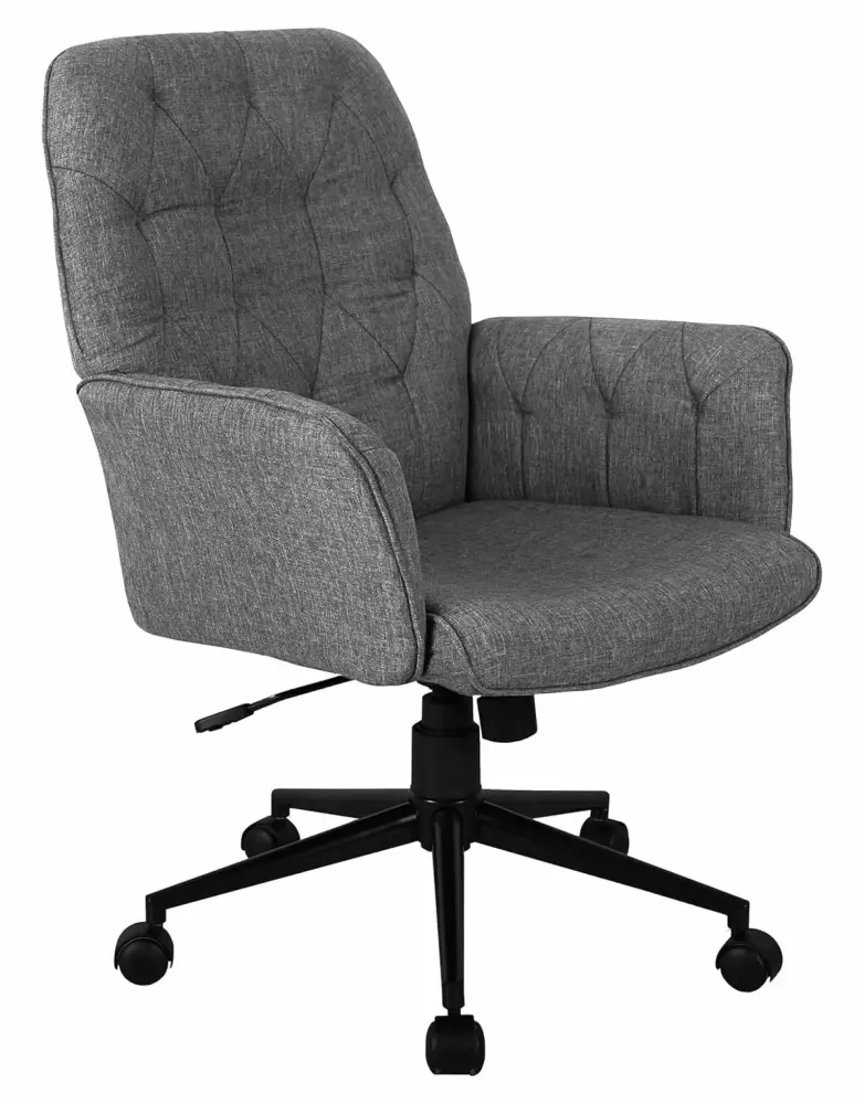 SinYYH Executive Modern Upholstered Tufted Office Chair Arms. Regular. Grey