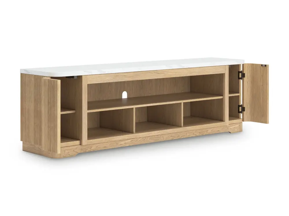 Camdill - XL TV Stand Fireplace Option - Light Taupe