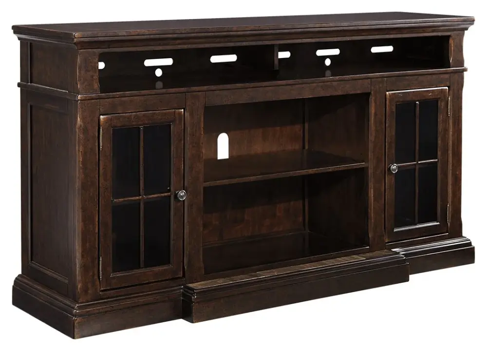 Roddinton - XL TV Stand w/Fireplace Option - Rich Brown