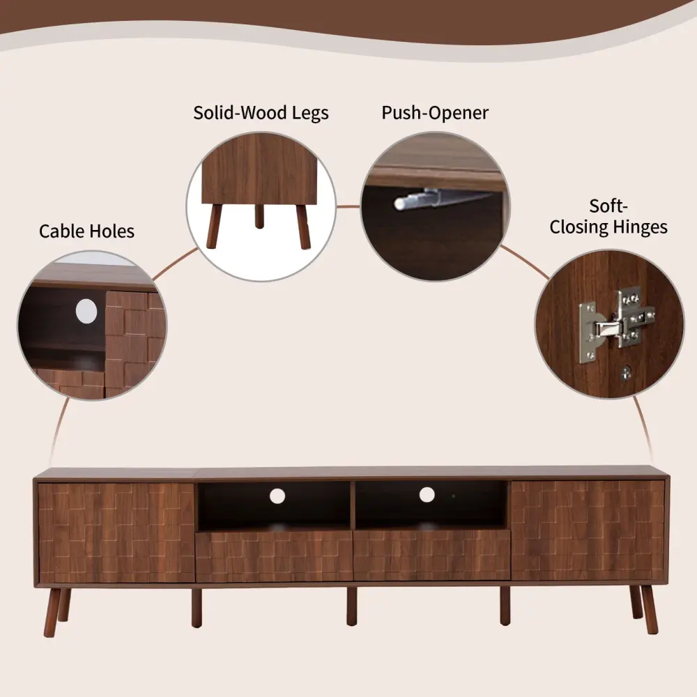 TV Stand Drawers And Cable Management - Walnut