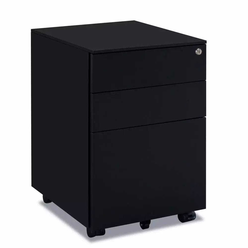 Gewnee Mobile Office File Cabinet 3 Drawers Lockable Under Desk Storage Cabinet Metal Movable