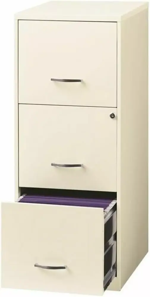 QIANGLING Metal File Cabinet Home Office Supplies 3 Under Desk Storage Drawers Pearl White